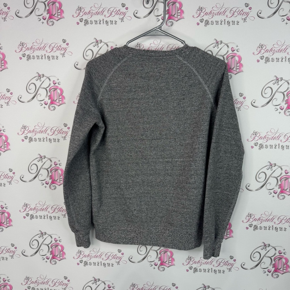 Roots athletics sweater pull over crew neck Charcoal Sweatshirt Cream Logo - Picture 2 of 9